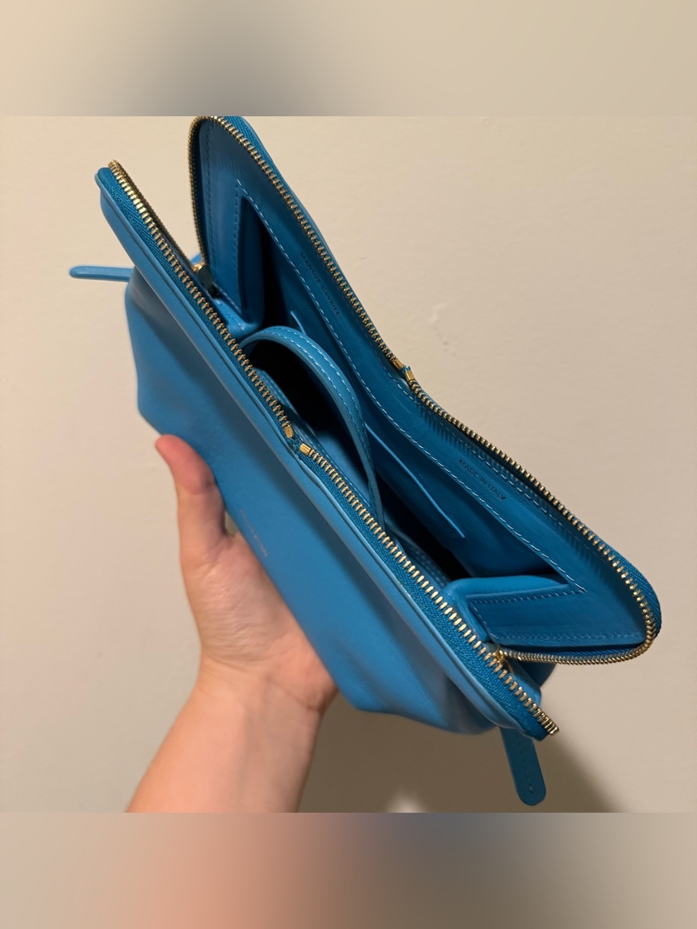 Mansur Gavriel Blue Mini M Frame Crossbody Bag - Picture 2 of 5